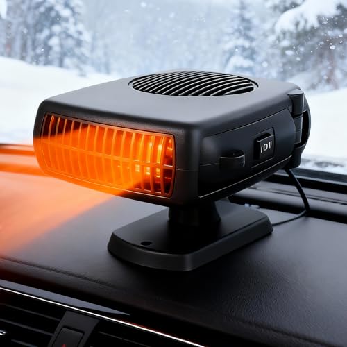 nnOuOnn Car Heater 12V 2026 Portable Car Heaters That Plug Into Cigarette 2-In-1 Plug In Cars Heating Fan and Defroster Windshield Demister with Ergonomic Handle for Winter