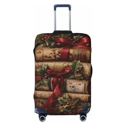 Antique Books Wrapped In Red Ribbon Elastic Travel Luggage Covers Dustproof Scratch-Resistant Suitcase Protector Fit 22-24 Inch