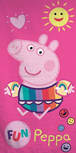 Peppa Wutz Pig Serviette de bain pour enfant 100 % coton velours 60 x 120 cm Sunny Mama Papa Cartoon Piggie George Suzy Serviette de plage Serviette de bain...