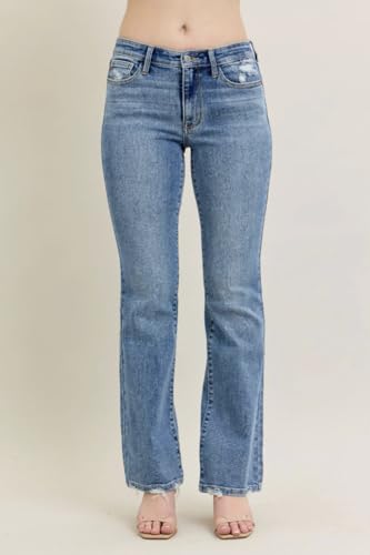 Judy Blue Mid Rise Wash Bootcut Jeans- Ivory Gem2