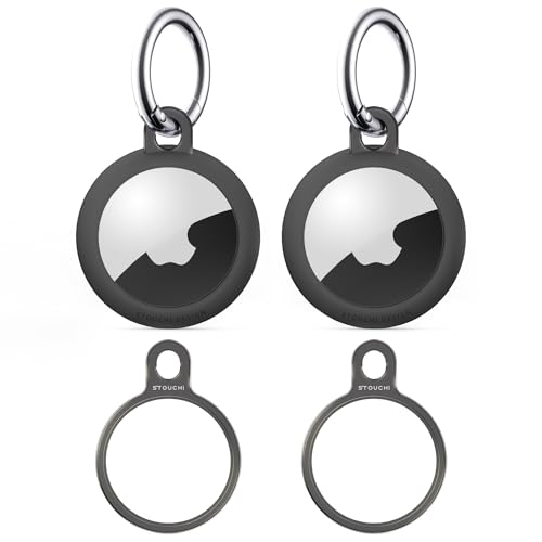 Image of Air- Tag Holder Key Ring, Stouchi Aluminium Invisible Slim Keychain Case | for Air- Tag 2nd Gen (2026) & 1st Gen Items Finder iPhone, Dogs, Keys, Backpacks Air- Tag Accessories