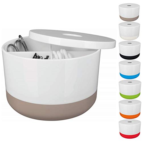 Preisvergleich Produktbild Spirella Kosmetikorganizer "Moji" mit individuell verstellbaren Fächern Aufbewahrungsbox für Make Up und Schmuck 15x9cm mit Deckel Weiß / Taupe