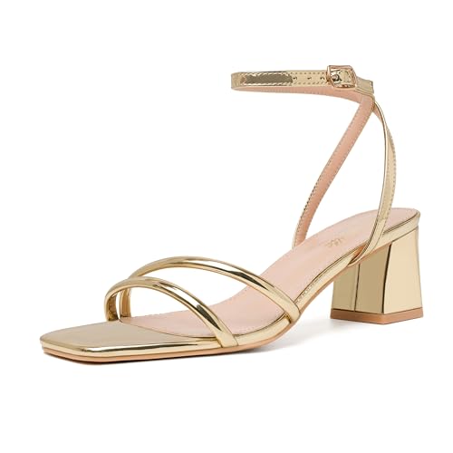 Women's Heels Chunky Block Strappy Square Open Toe Ankle Buckle Heeled Sandals Wedding Party Dress Shoes