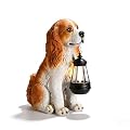 Afirst Dog Garden Statue - Outdoor Decor with Solar Lantern Valentine's Day Gift Lovely American Cocker Spaniel Figurine Patio Lawn Yard Art Ornaments Housewarming Gift