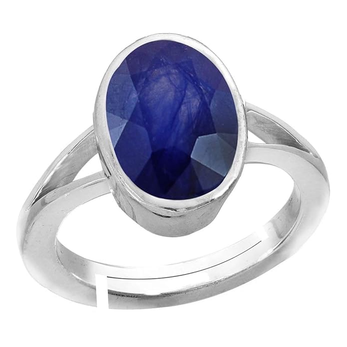 ARENA GEMS JEWELLERYNatural Blue Sapphire/Neelam Ring (Nilam/Neelam Silver Ring) panchdhatu Adjustable Ring for Men and Women