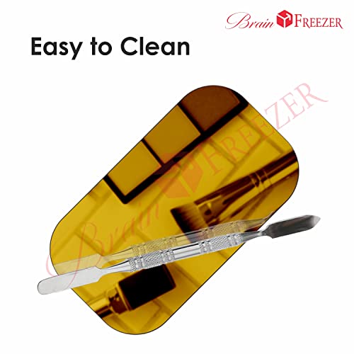 Image of Brain Freezer Shiny Makeup Palette with Stainless Steel Round Shape Spatula, Golden 100 g