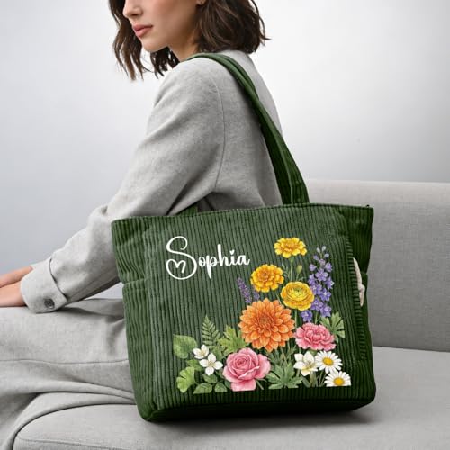 Bolso tote personalizado grande con cremallera para mujer miniatura 2