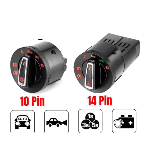 Interruptor de luces coche para Golf 5 6 Passat perilla de faro antiniebla 14Pin 3