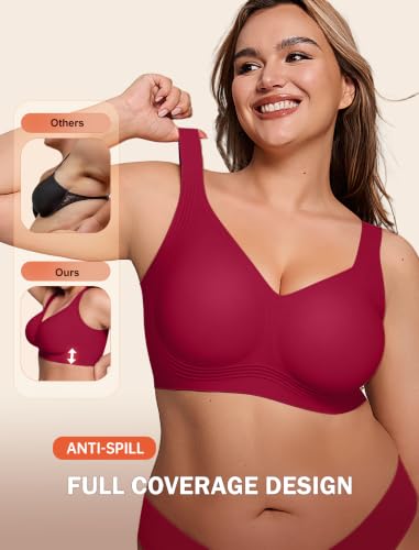 Image of LetsJoli Bras for Women Supportive Wireless Push Up Bra Full Coverage No Underwire Seamless Plus Size for Older Women