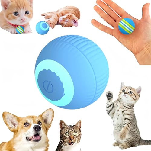 SVIEILLES 2025 Automatic Moving Smart Cat Toy Two-Piece Set - Interactive Indoor Kittens Favorite Toys .?Motion Activated Cat Toys for Bored Indoor Cats?Powerball+Sponge Ball?