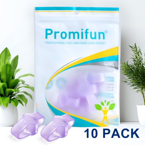 Image of Promifun Gel Toe Corrector, 10 Pack of Toe Separators with 2 Loops, Big Toe Spacer for Bunion Pain and Overlapping Toe - Lavender