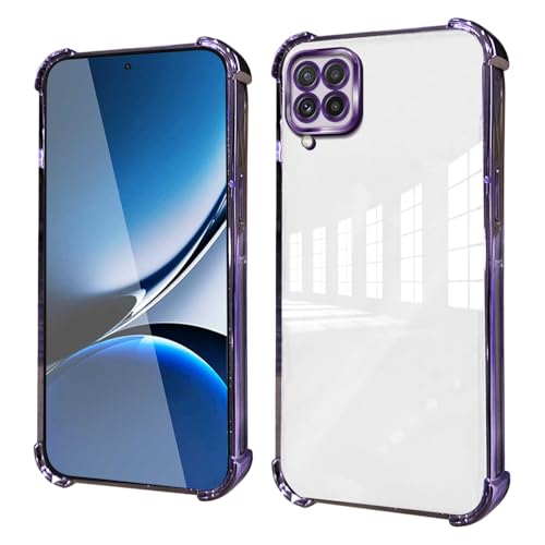 HAOYE Funda para Samsung Galaxy A22 4G / M22 - Carcasa TPU Delgada con Esquinas Reforzadas, Funda Antigolpes, Diseño Transparente, Anti-Huellas - Morado