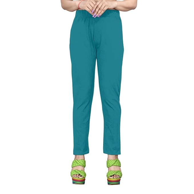 Women's Solid Cotton Lycra Pants - Comfortable and Stretchable Long Leggings - High Waist, Slim Fit Trousers for Casual, Office, and Everyday Wear - Versatile and Stylish Women's Pants-image-31