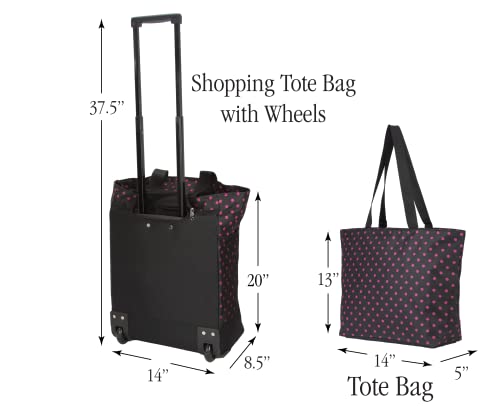 Rolling Tote Bag/Rolling Tote with Wheels and Handle/Shopping Tote Bag for wowen3