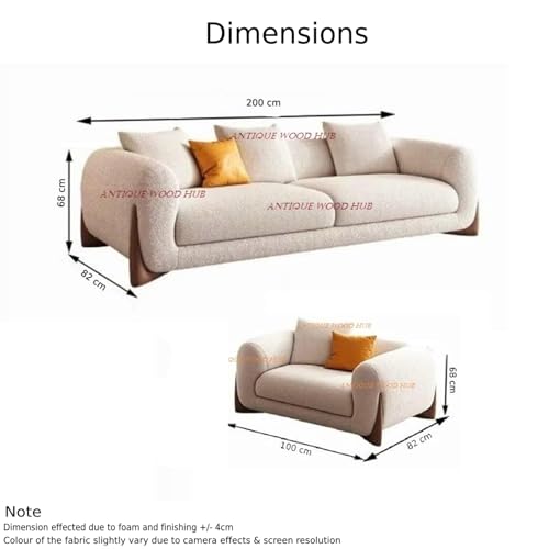 Image of Modern Sofa, Teddy Fabric, Chesterfield Style, Wooden Legs, for Living Room, Bedroom, Hallways (3+1 Seater)