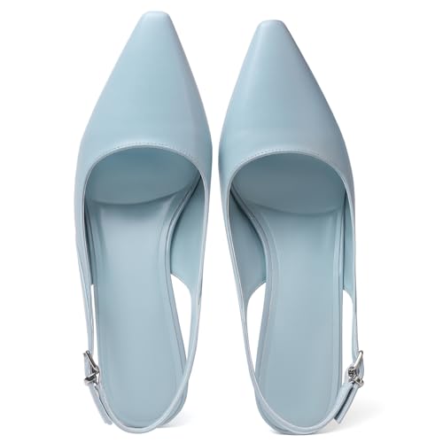 Image of Mostrin Kitten Heels for Women Slingback Pointed Closed Toe Heels Women's Pumps Shoes for Wedding, Party, Commuting