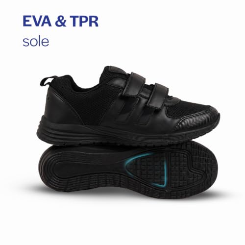 Image of FAUSTO Unisex School Uniform Shoes|Boys & Girls Non Lacing Breathable School Shoes|Hook and Loop Adjustable Fasteners School Shoes for Kids