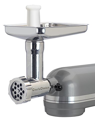 Chef'sChoice 797 Chef's Choice Premium Metal Food Grinder Attachment Model 796 Designed for KitchenAid Stand Mixers, 3 piece set, Silver