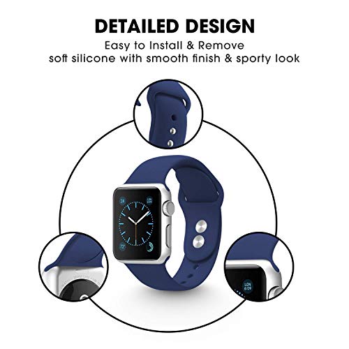 Image of GRIPP Soft Silicone Watch Strap for 40mm /41mm /42mm, Watch Series 11 /10 /9 /8 /7 /6 /5 /4 /3 /2 /1, SE 3 /2 /1, Slim, Lightweight, Adjustable (Watch Not Included) - Blue