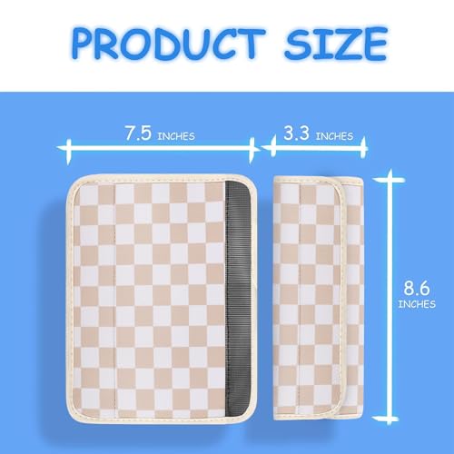 Image of YR Seat Belt Cover for Kids, Soft Comfort Seat Belt Cushion for Children, Cute Cartoon Pattern Car Seat Belt Pads Cover for Girls and Boys, 1 Pack (Almondand Cream Checkered)