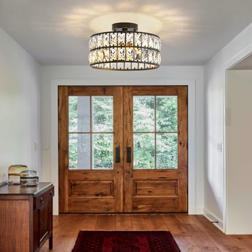 HuixuTe 3-Light Black Modern Crystal Bedroom Light Fixtures Ceiling - image 4