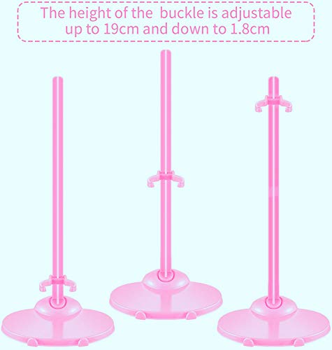 Image of 10 Pcs Doll Display Holders - Mini Stand for 11-13 Inch Dolls & Action Figures - Pink