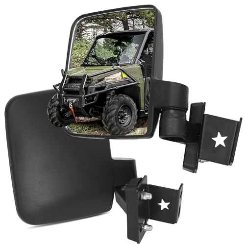 Side Mirrors for Polaris Ranger 570/500 /900 2013-2025 Excludes Round Roll Bars Fits Pro-Fit Cab Factory Cage Frame & Lock N Ride