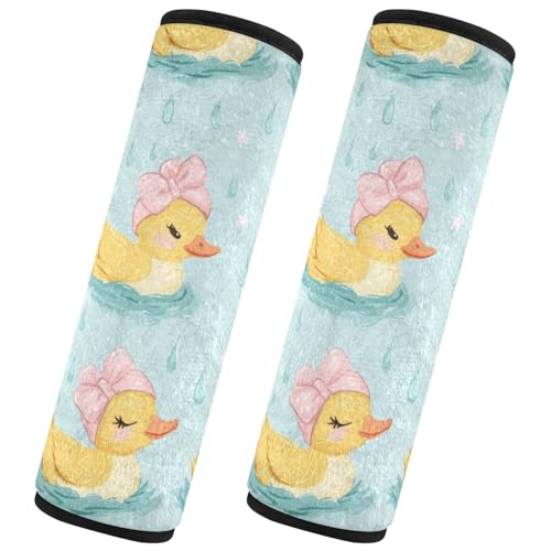 Seat Belt Covers 2 Pack Ducks Pink Headbands Car Seat Strap Covers Super Soft Bows Raindrops Car Seat Neck Cover for Boys Girls Adults Babies M
