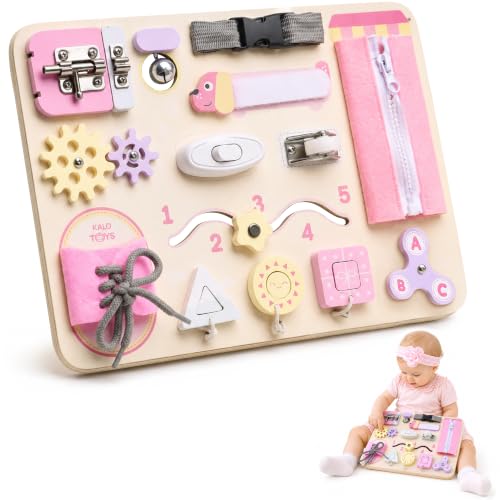 Image of Montessori Busy Board for Toddlers, Wooden Sensory Toys, Preschool Learning Activities for Fine Motor Skills Travel Toy, Basic Life Skills Educational Gifts for 1 2 3 Years Old Kids Boys Girls