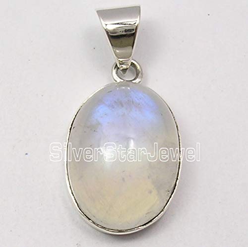 925 Pure Sterling Silver Rainbow Moonstone Necklace Pendant 1.1" New Jewelry2