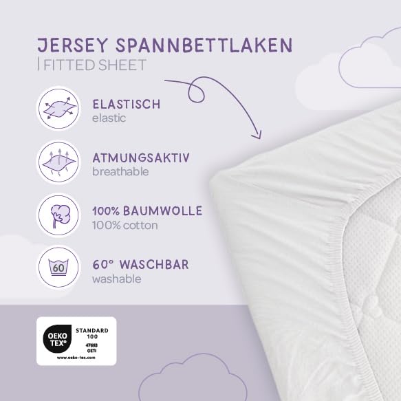 Träumeland TT02008 Spannbetttuch Jersey, weiß, 50 x 100 cm – Ansicht 4