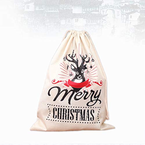BESTOYARD 1 st Kerst Trekkoord Gift Tassen Grote Linnen Gedrukt Santa Sack Rugzak Winkelen Tassen voor Kids Meisjes… - Afbeelding 6