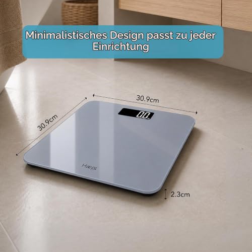 Haepi Digitale Personenwaage mit großer Glasplattform, beleuchtetem Display, präziser Messung & stilvollem Design – Tragkraft bis 180 kg… – Ansicht 6