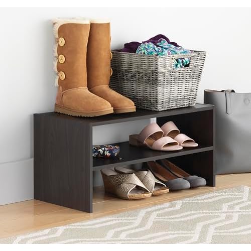 Whitmor Wood Stackable 2-Shelf Shoe Rack, 24 INCH, Espresso