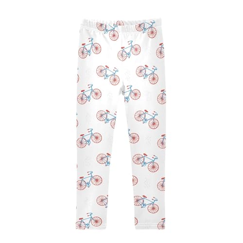 CaTaKu Girls Leggings Bicycles Cute Leggings for Girls Kids Athletic Workout Yoga Pants Size 4-10T