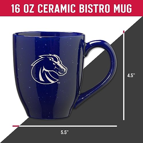 Image of Rico Industries NCAA Boise State Broncos Royal Blue Personalized 16 oz Team Color Laser Engraved Speckled Ceramic Coffee Mug