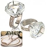 Gandeer 6 Pcs Diamond Napkin Rings Silver Crystal Rhinestone Summer Wedding Napkin Ring Holders for Cloth Family Gatherings Birthday Housewarming Dinner Banquet Table Decor