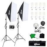 Konseen 写真撮影照明キット ソフトボックス 50x70cm 8個の45W電球 5500K 照明ライト 2M調整可能なライトスタンド キャリングバッグ付き