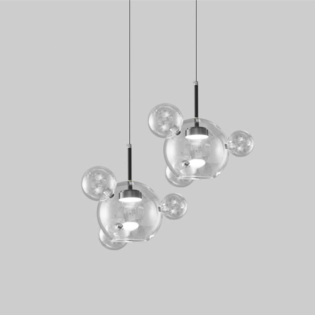 KXEcoLife LED Scandinavian bubble glass chandelier, creative art magic bean molecular for living room dining lamps and lanterns,2 heads