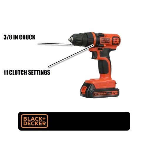 BLACK+DECKER 20V MAX Cordless Drill and Driver, 3/8 Inch, With LED Work Light, Battery and Charger Included (LDX120C) by BLACK+DECKER - Image 7