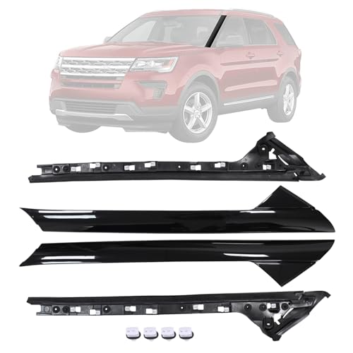 MOTOKU 4Pcs Gloss Black Front Windshield A-Pillar Molding Trim Panel Kit