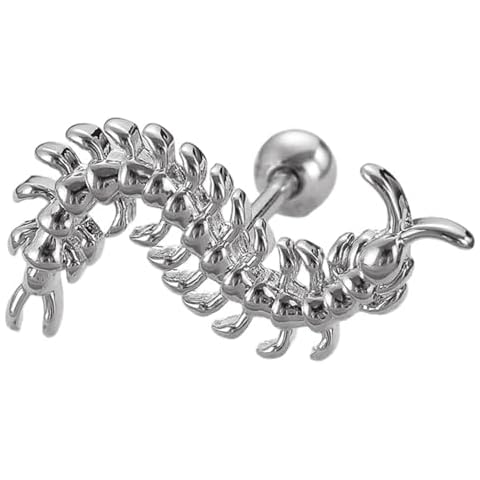 Vintage Centipedes Earrings Geometric Personality Studs Stainless Steel for Party Ear Bone Nails Accessory Gift Copper Earrin Cover