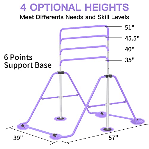 Everymile Gymnastics Bars, Junior Training Kip Bar Gymnastics Equipment For Home，Adjustable Height Folding Gymnastic Horizontal Bars Monkey Bar With Gymnastics Rings For Kid Gymnasts, Child, Girl, Boy #TOP1