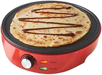 Global Gizmos 37509 Pancake and Crepe Maker / Non-Stick Hot Plate with Raised Edges for Reduced Wastage / Adjustable Temperature / Wooden Spreader & Spatula Included / 1000W