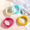 Landical 4 Pcs Colorful Square Acrylic Resin Bangle Bracelet Wide Geometric Irregular Wristbands Women(Bright Colors) #3
