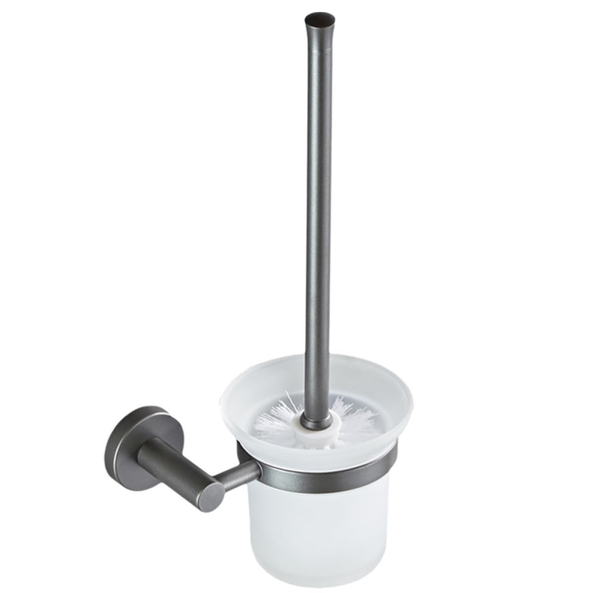 Escobilla de Baño con Base Redonda de Vidrio Mate Montada Pared Diseño Simple y Limpieza Profunda para Baño Moderno y Funcional