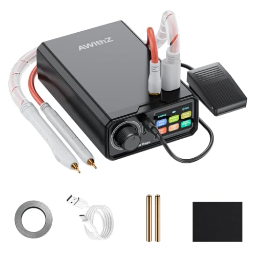 Image of AWithZ 10000mAh Battery Spot Welder, 13.8KW Rotary Knob Operation 0.4mm Spot Welder with Dual Pulse Output, 100 Gears Adjustable Foot Pedal Operated, Portable Spot Welder for Making DIY Battery Packs