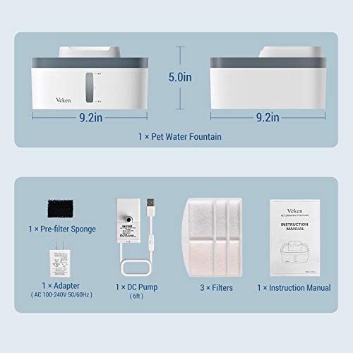 Veken 0.8Gallon/100oz Multi-Tier Pet Fountain, Automatic Cat Water Fountain Dog Water Fountain with LED Lights, 3… - Image 6
