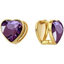 14K Gold Love Heart Crystal Huggie Hoop Earrings for Women