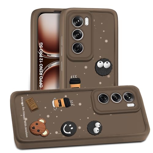 Image of AESTMO Back Case Cover for Oppo Reno 12 Pro 5G Cover | Cute Fun Cartoon 3D Ball | Coffee Silicone Case | Full Body Protection | Camera Protection Back Cover for Oppo Reno 12 Pro 5G (Brown)